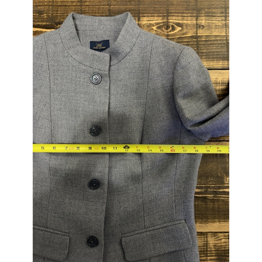 Brooks Brothers 346 Womens 8 Gray Wool Mandarin Collar Tailored Career Jacket - Picture 7 of 8